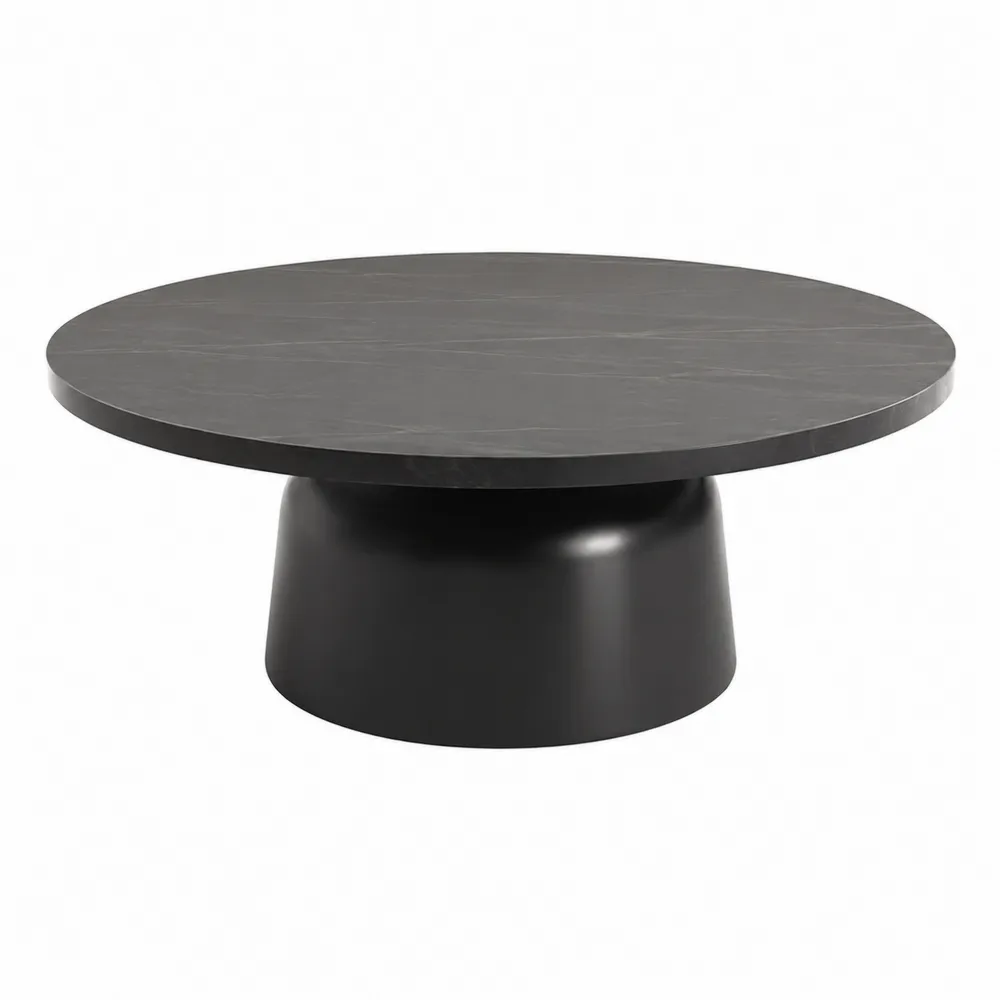 Runder Couchtisch aus Marmor und Metall, 100 cm, Schwarz-novarvencio