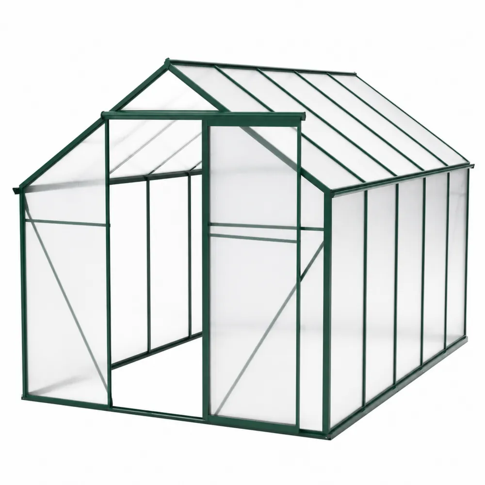 Gewächshaus Polycarbonat Aluminium Grün 190x185x195 cm-novarvencio