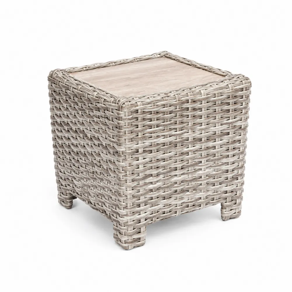 Beistelltisch Polyrattan Quadratisch 40x40x45 cm Grau-novarvencio