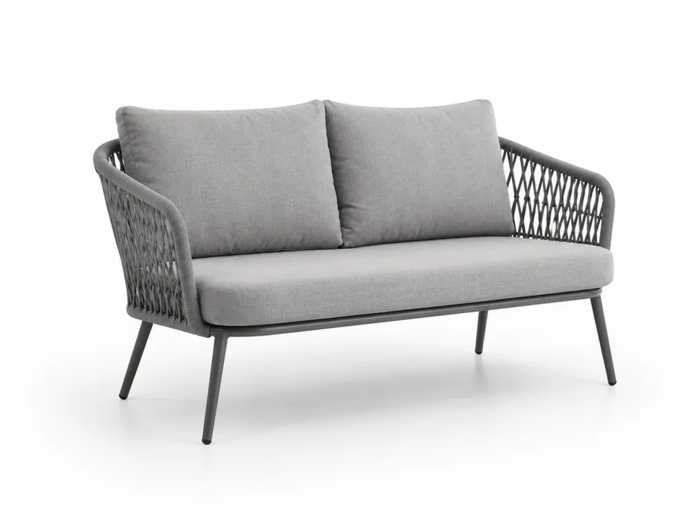 Garten-Sofa 2-Sitzer Stahl mit Polyesterseil und
