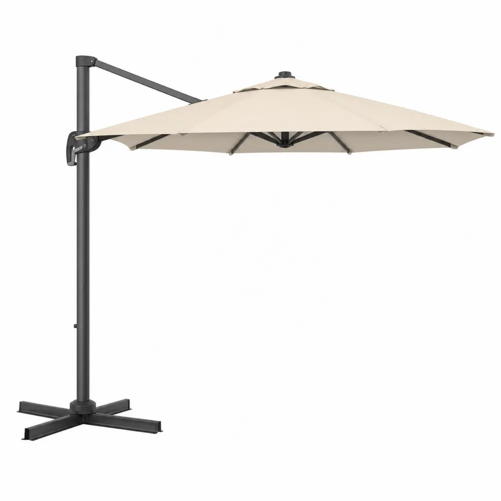 Ampelschirm 300 cm Rund Polyester Beige mit