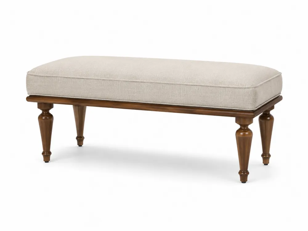 Polsterbank Massivholz Leinen Beige 120