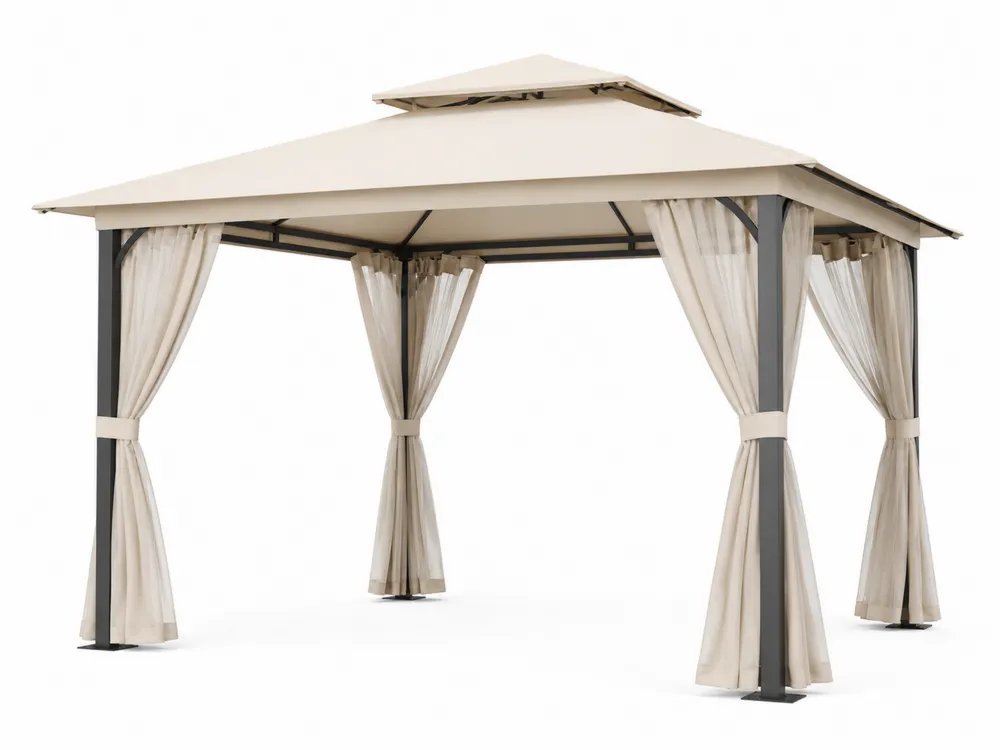 Pavillon mit Stahlrahmen und Polyesterbezug Beige 300x400