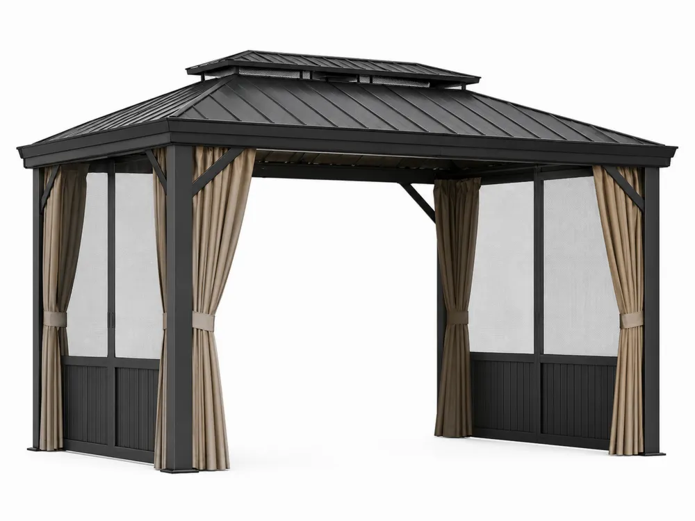Pavillon mit Aluminiumrahmen und Stahlblechdach, 3x3m,