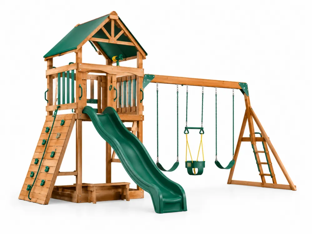 Holz Spielplatzset mit Rutsche und Schaukel in