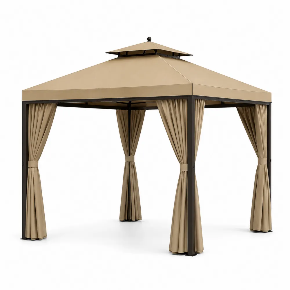 Stahl-Pavillon mit Polyesterbezug Beige