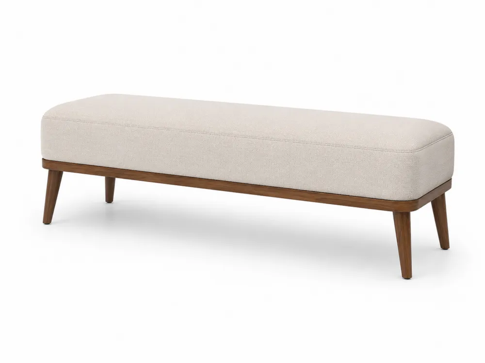 Holzbank mit Stoffbezug in Beige 150