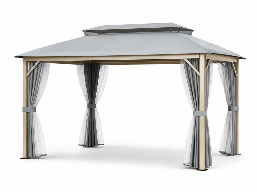 Pavillon aus Aluminium 300x400 cm mit Polyestervorhängen