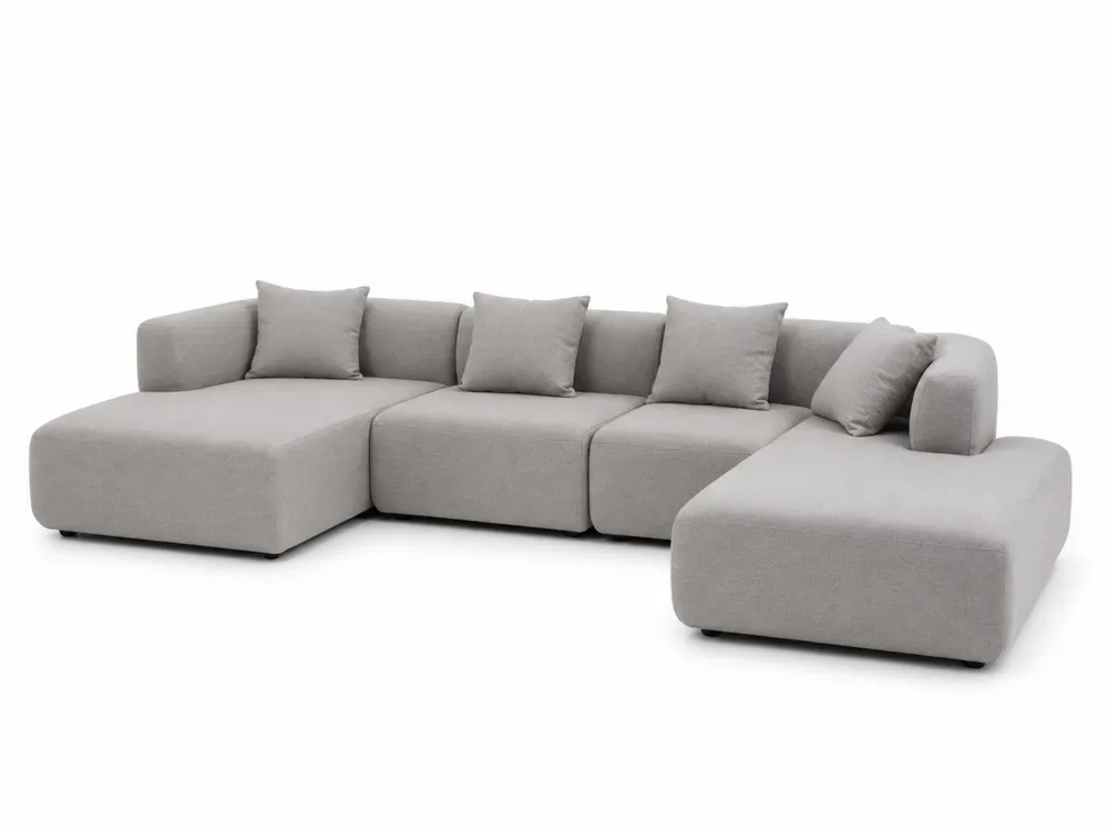 Modulares Stoff-Ecksofa Hellgrau