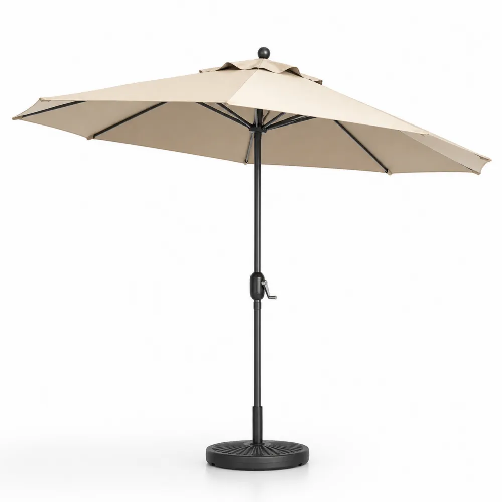 Runder Marktschirm 3m Aluminium Polyester Beige mit