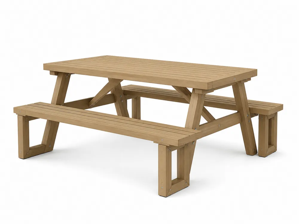 Holz-Picknicktisch-Set Natur 150 x 135 x 72