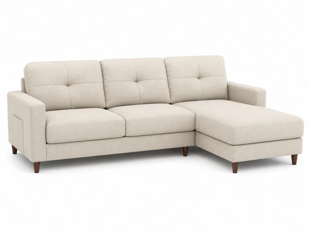 Ecksofa mit Ottomane Beige Polyestergewebe