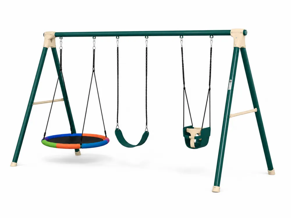 Metall-Schaukelset mit Nestschaukel, U-Schaukel und Babysitz,