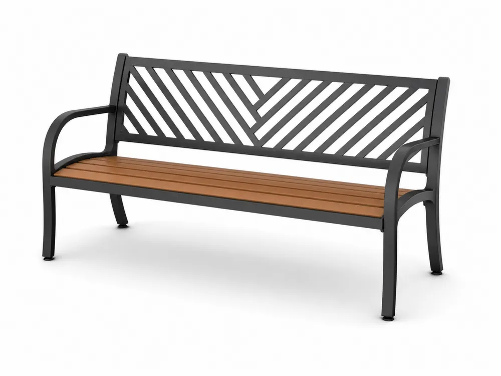 Gartenbank aus Metall und Holz