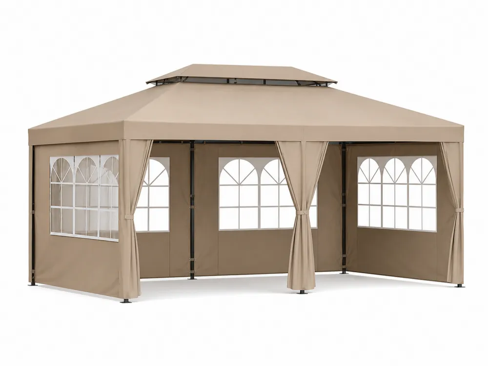 Gartenpavillon Rechteckig Stahl Gestell Polyester