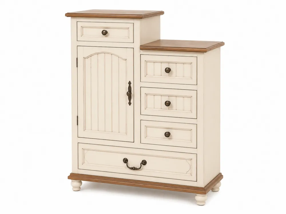 Mehrzweckschrank Holz Beige mit 4 Schubladen und 1