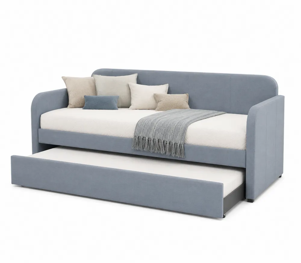 Stoff-Tagesbett mit Ausziehbett Blau 200x90