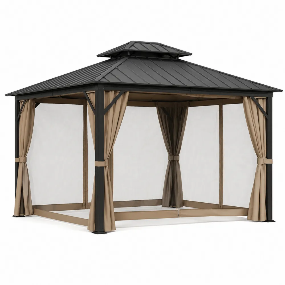 Pavillon aus Aluminium und Stahl mit Polyesterdach 3x3m Beige