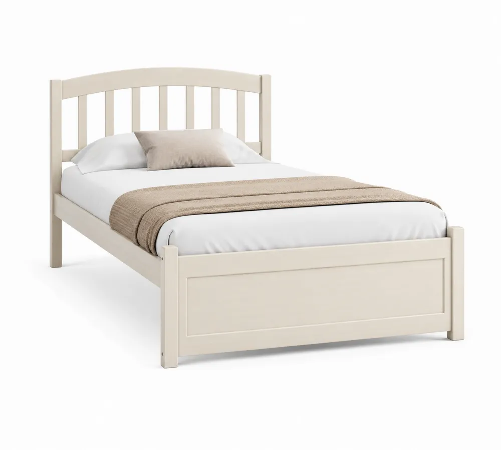 Einzelbett aus Kiefernholz Cremeweiß 90x200