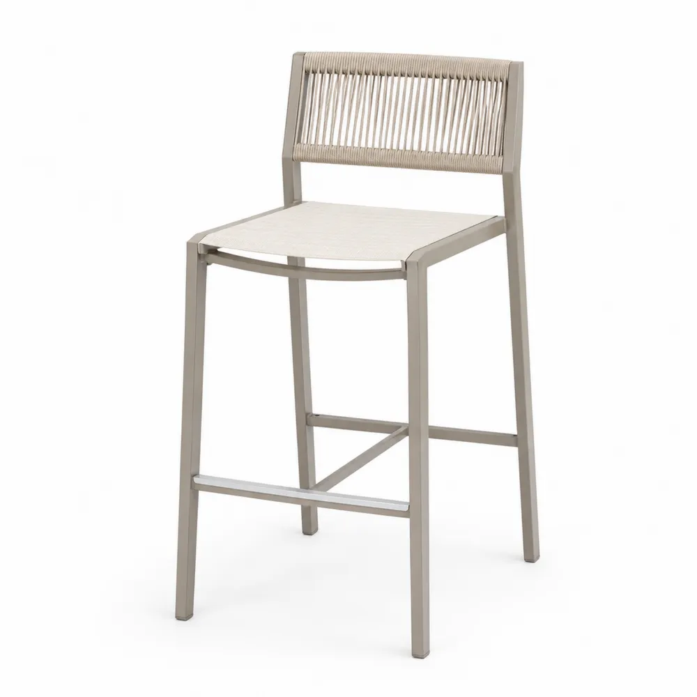 Barhocker Edelstahl Polyesterseil Beige