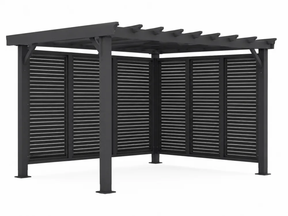 Metall Pergola L-förmig Aluminium Schwarz 300x300x230