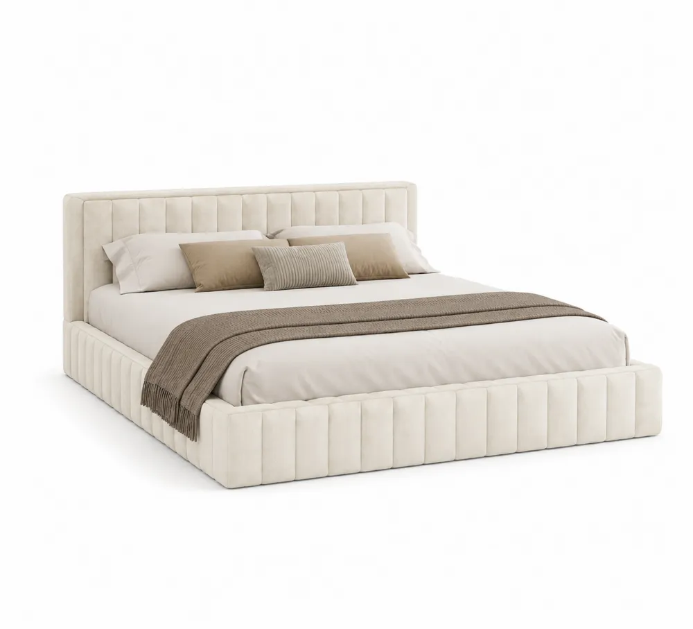 Polsterbett Samt Beige 200x180
