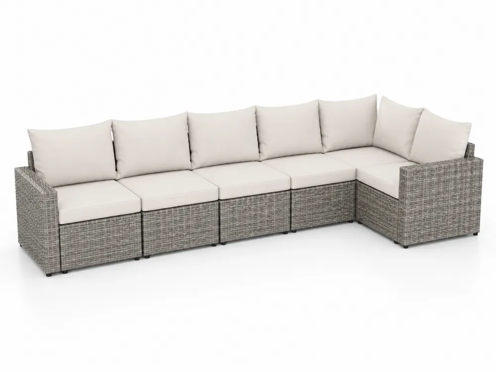 Garten-Sofa Set Polyrattan Ecksofa mit Kissen Stahlgestell