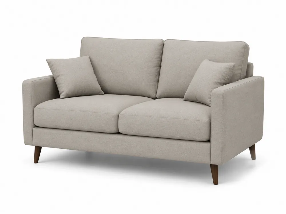 Zweisitzer Sofa Beige Polyester Holzbeine