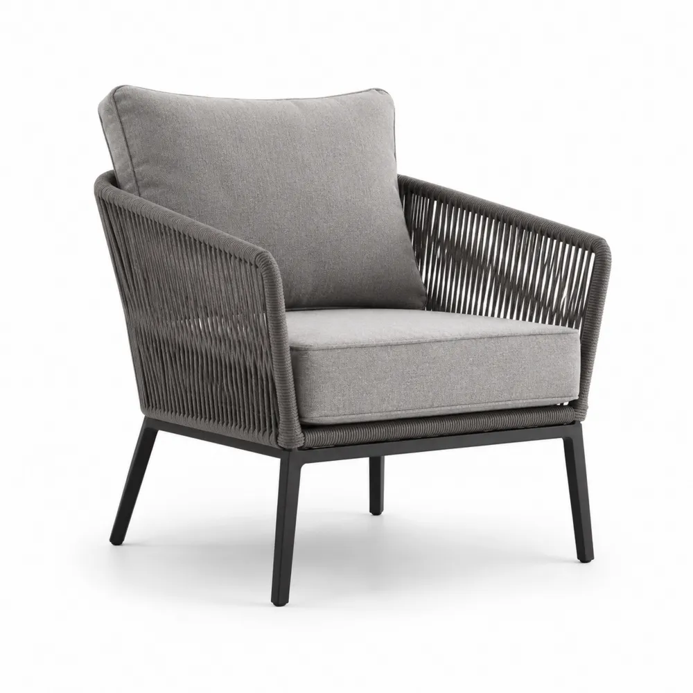 Outdoor Loungesessel Aluminium Polyester Grau Seil 80x70x75