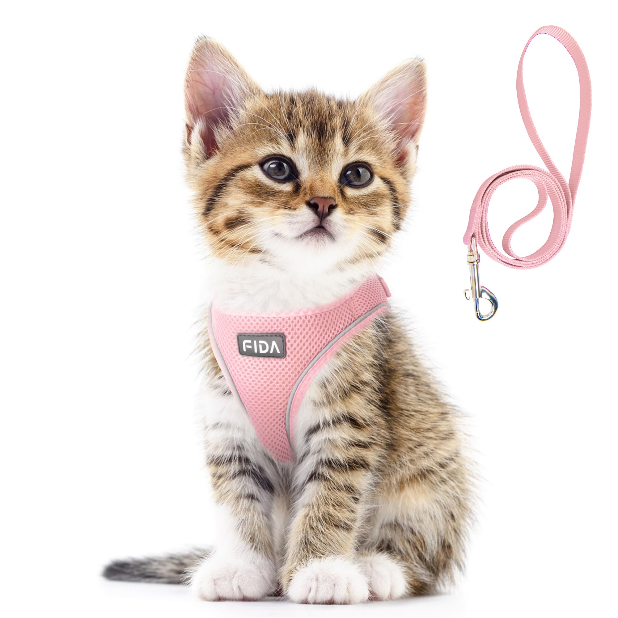 Breathable Mesh Cat Harness and Leash Set, Escape Proof Reflective Vest for Kitten Outdoor Walking