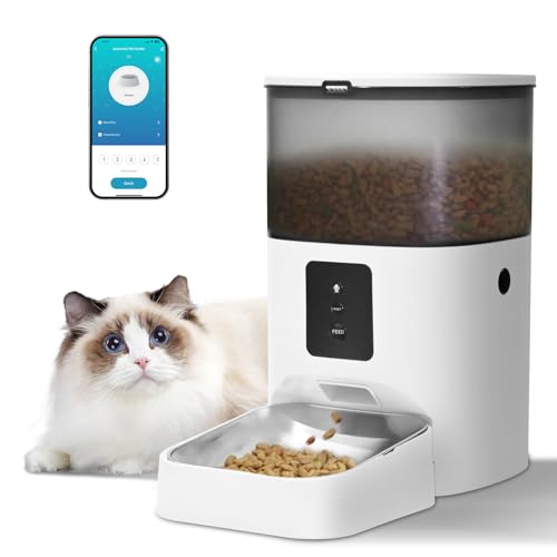 4L Automatic Cat Feeder, Timed Pet Food Dispenser with Voice Recorder, Portion Control for Cats & Dogs 