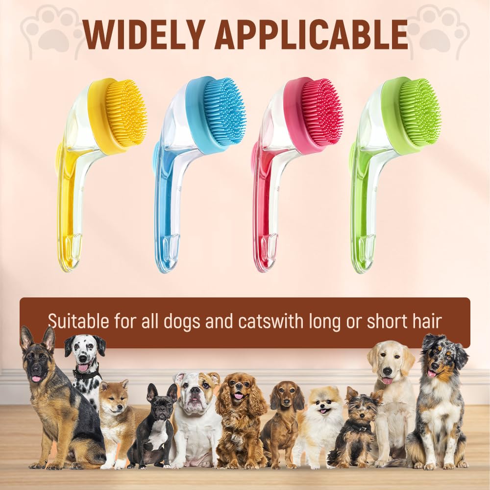 2 in 1 Dog Bathing Grooming Massage Brush with Shampoo Dispenser
