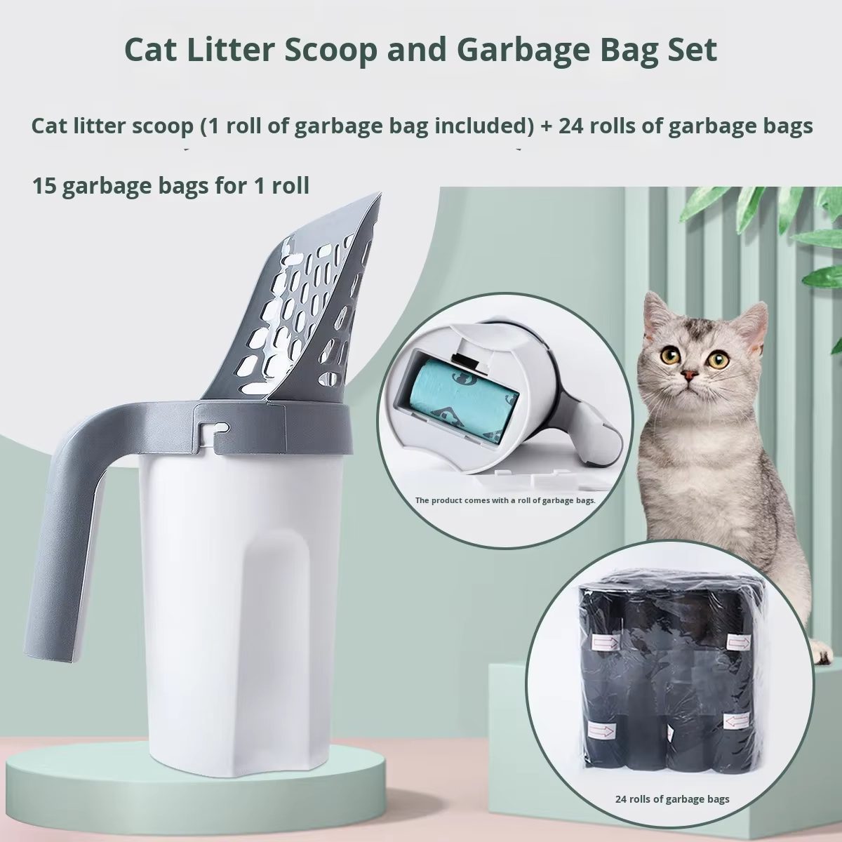 Top Seller Eco-friendly Plastic Integrated Detachable Deep Shovel Holder Portable Cat Toilet Cleaning Litter Sifter Scoop