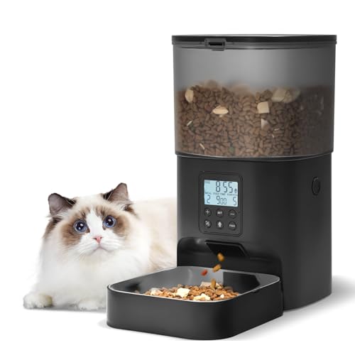 4L Automatic Cat Feeder, Timed Pet Food Dispenser with Voice Recorder, Portion Control for Cats & Dogs 