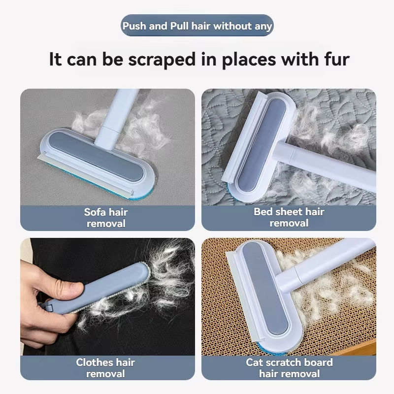 Multifunctional Long Handle Eco-Friendly Plastic Pet Hair Remover Brush Reusable Double Sided Lint Remover for Carpet Sofa