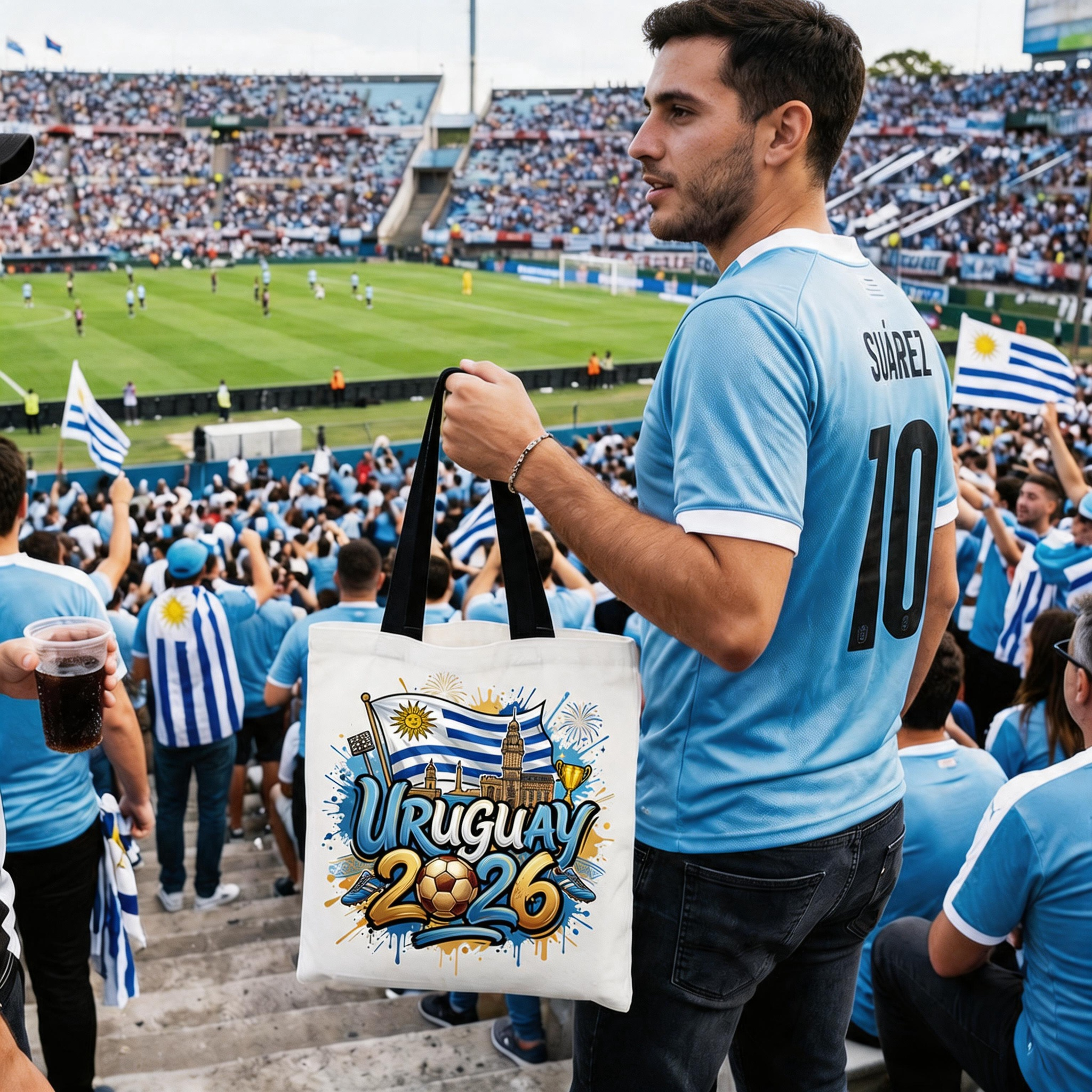 Uruguay 2026 Soccer Cup Global Championship Tote Bag, Fans Football Gift Shopper