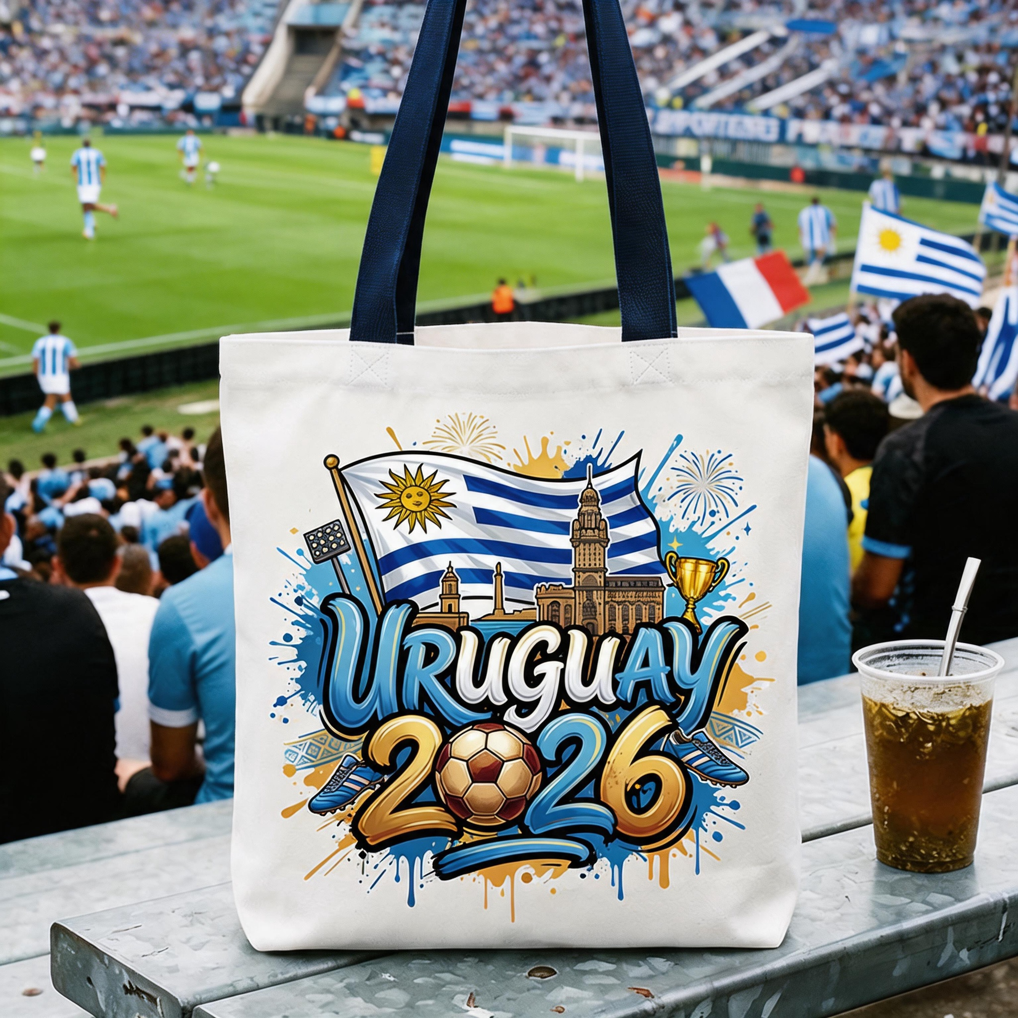 Uruguay 2026 Soccer Cup Global Championship Tote Bag, Fans Football Gift Shopper
