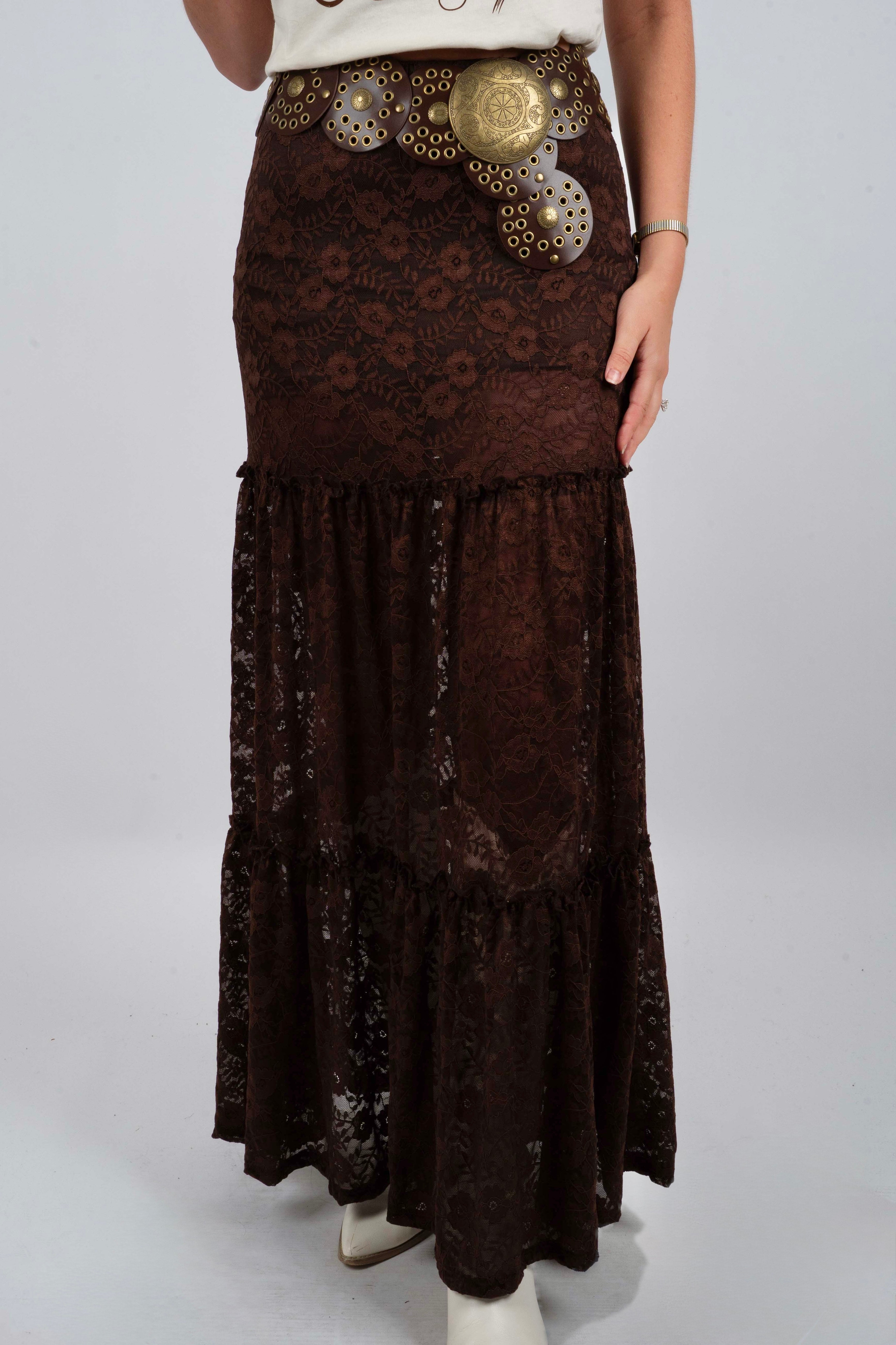 With The Wind Maxi Skirt (Brown)