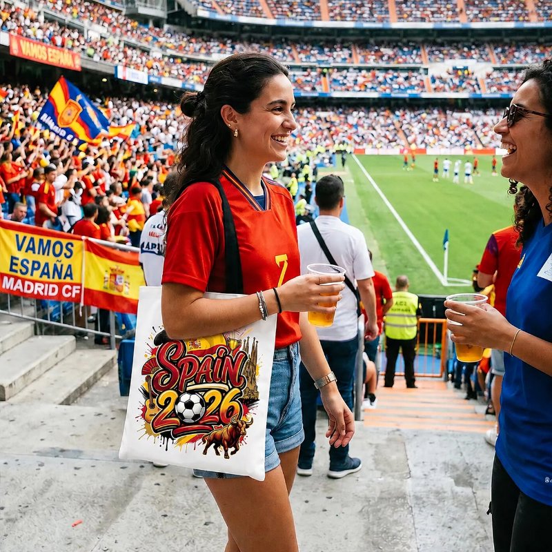 Spain 2026 Soccer Cup Global Championship Tote Bag, Fans Football Gift Shopper