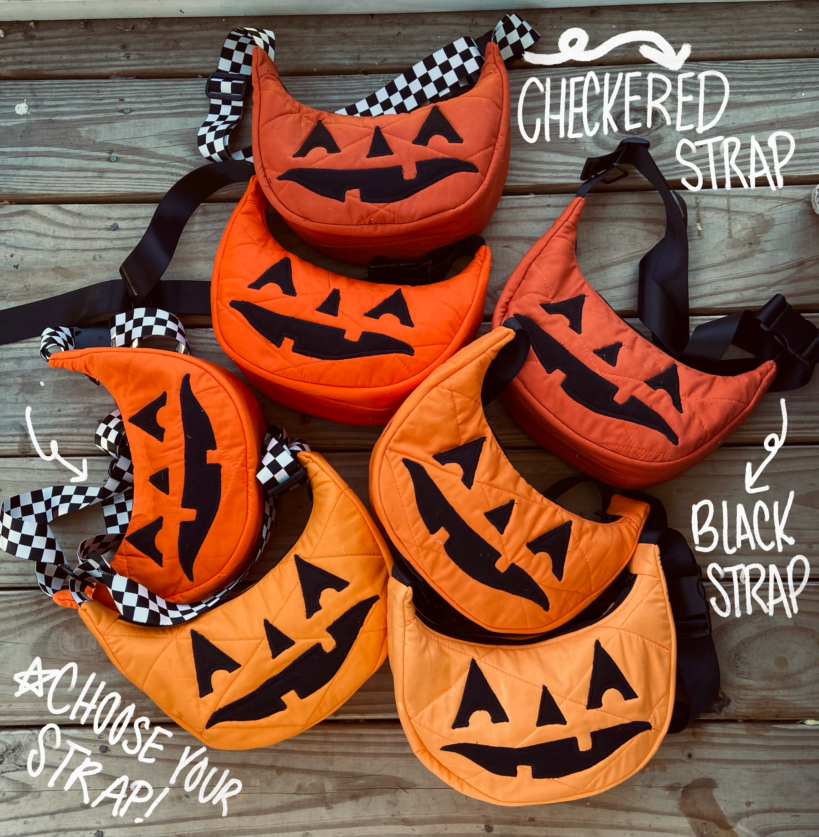 Halloween Jack-o-Lantern Pumpkin Crescent Bag 