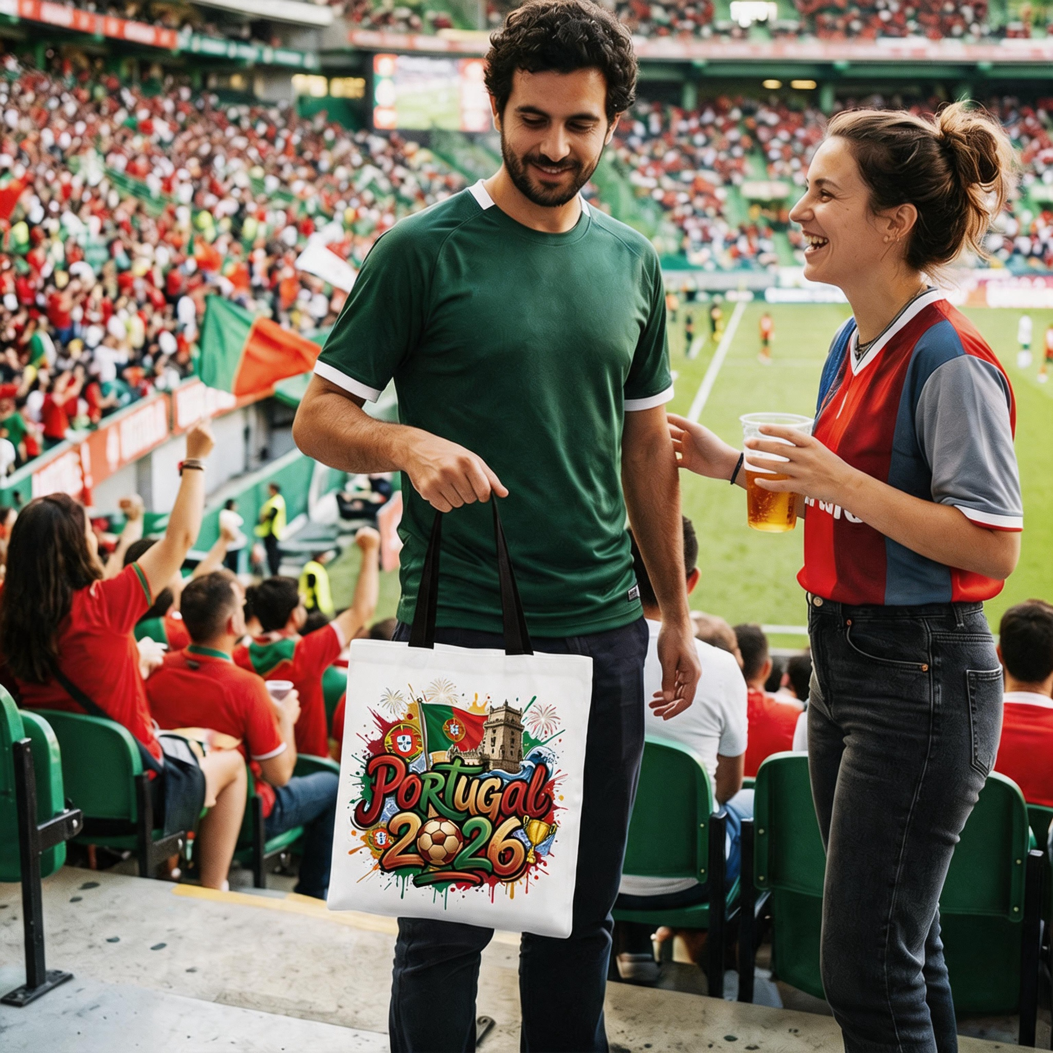 Portugal 2026 Soccer Cup Global Championship Tote Bag, Fans Football Gift Shopper