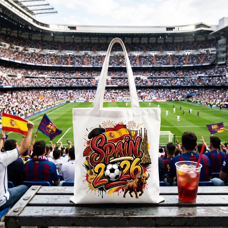 Spain 2026 Soccer Cup Global Championship Tote Bag, Fans Football Gift Shopper