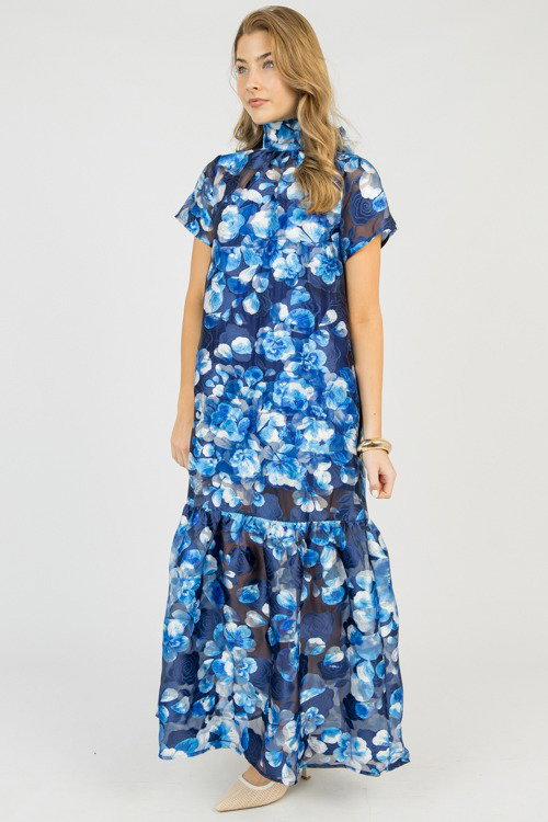Organza Floral Maxi, Blue