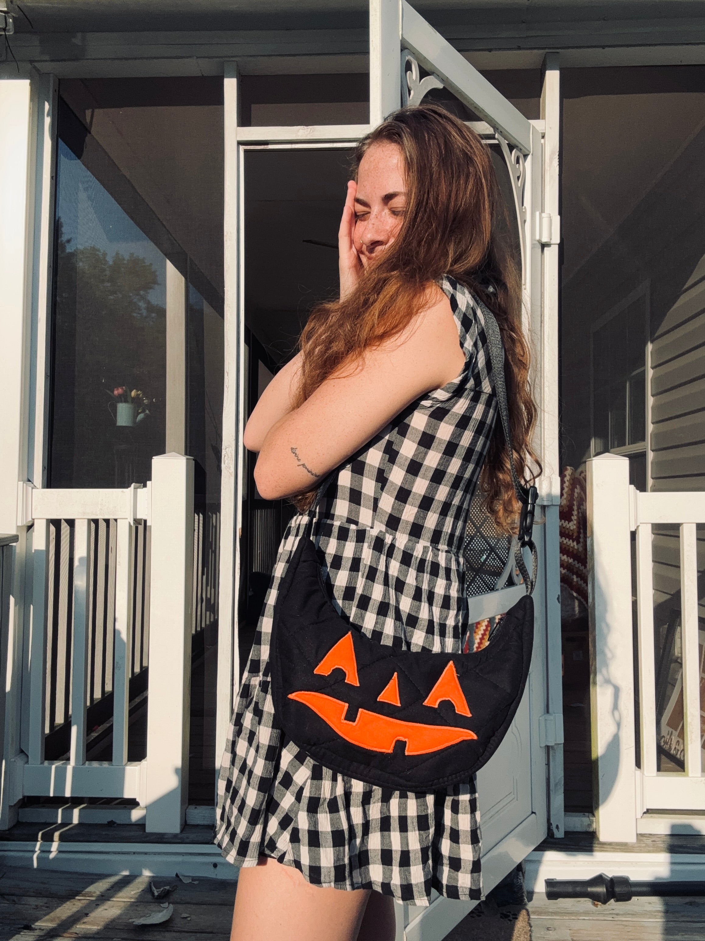 Halloween Jack-o-Lantern Pumpkin Crescent Bag 