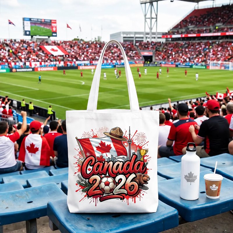 Canada 2026 Soccer Cup Global Championship Tote Bag, Fans Football Gift Shopper