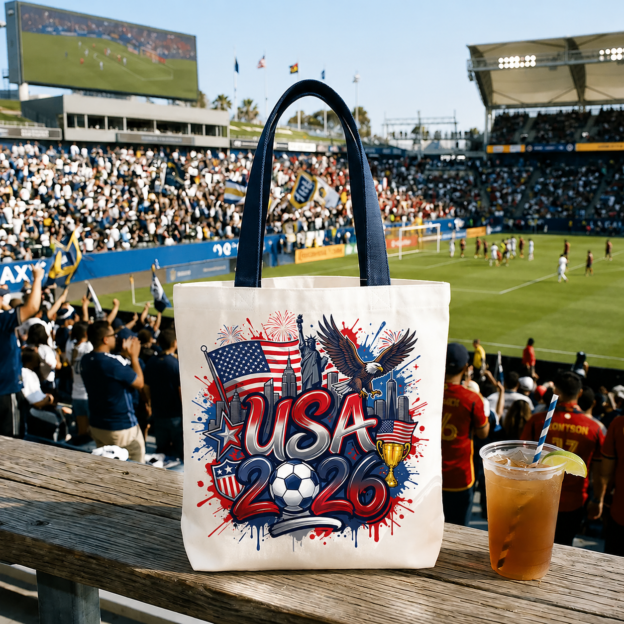 USA 2026 Soccer Cup Global Championship Tote Bag, Fans Football Gift Shopper
