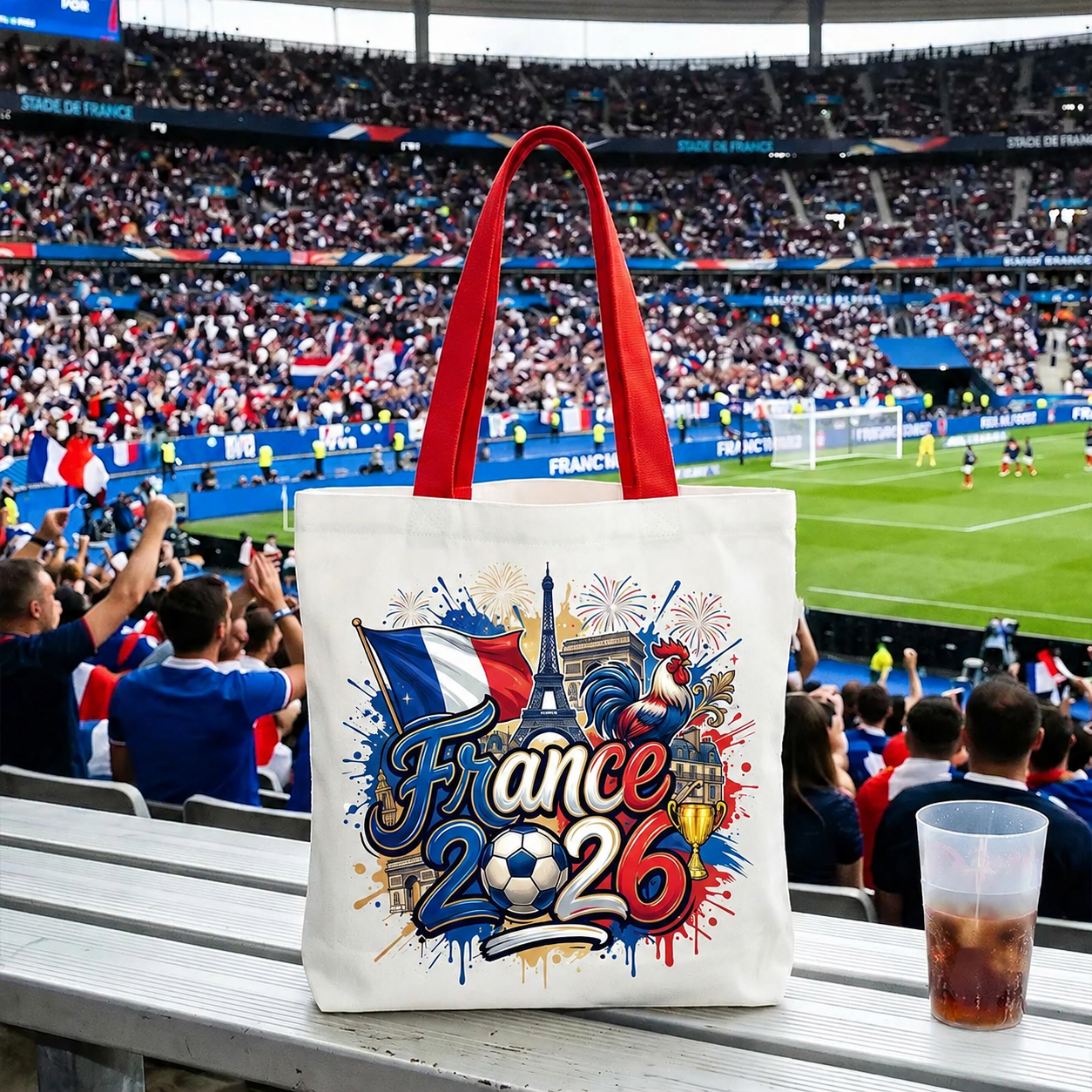 France 2026 Soccer Cup Global Championship Tote Bag, Fans Football Gift Shopper