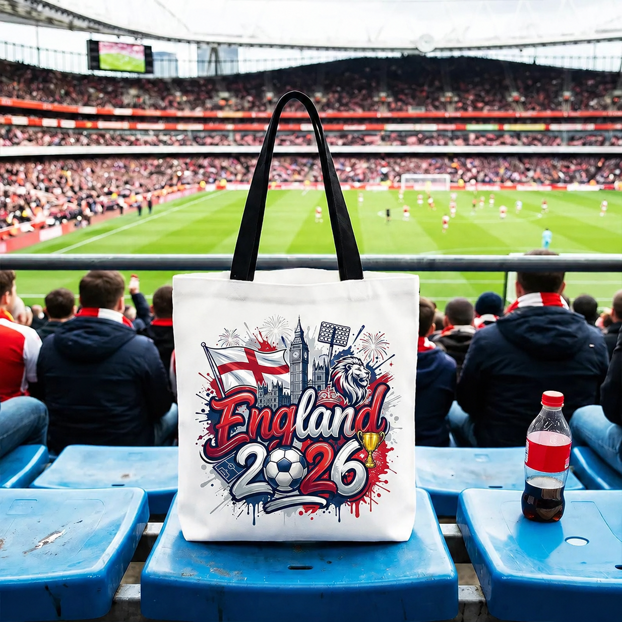 England 2026 Soccer Cup Global Championship Tote Bag, Fans Football Gift Shopper