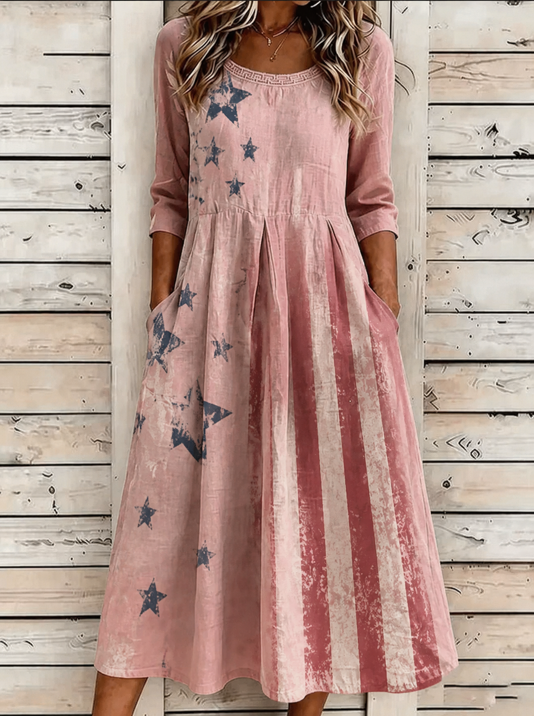 Women's Casual Crew Neck Loose-Fit Printed Dress