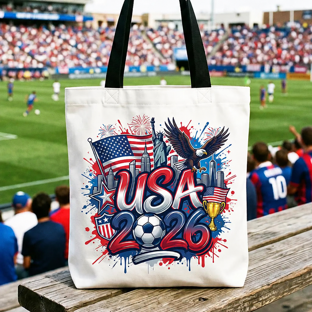 USA 2026 Soccer Cup Global Championship Tote Bag, Fans Football Gift Shopper